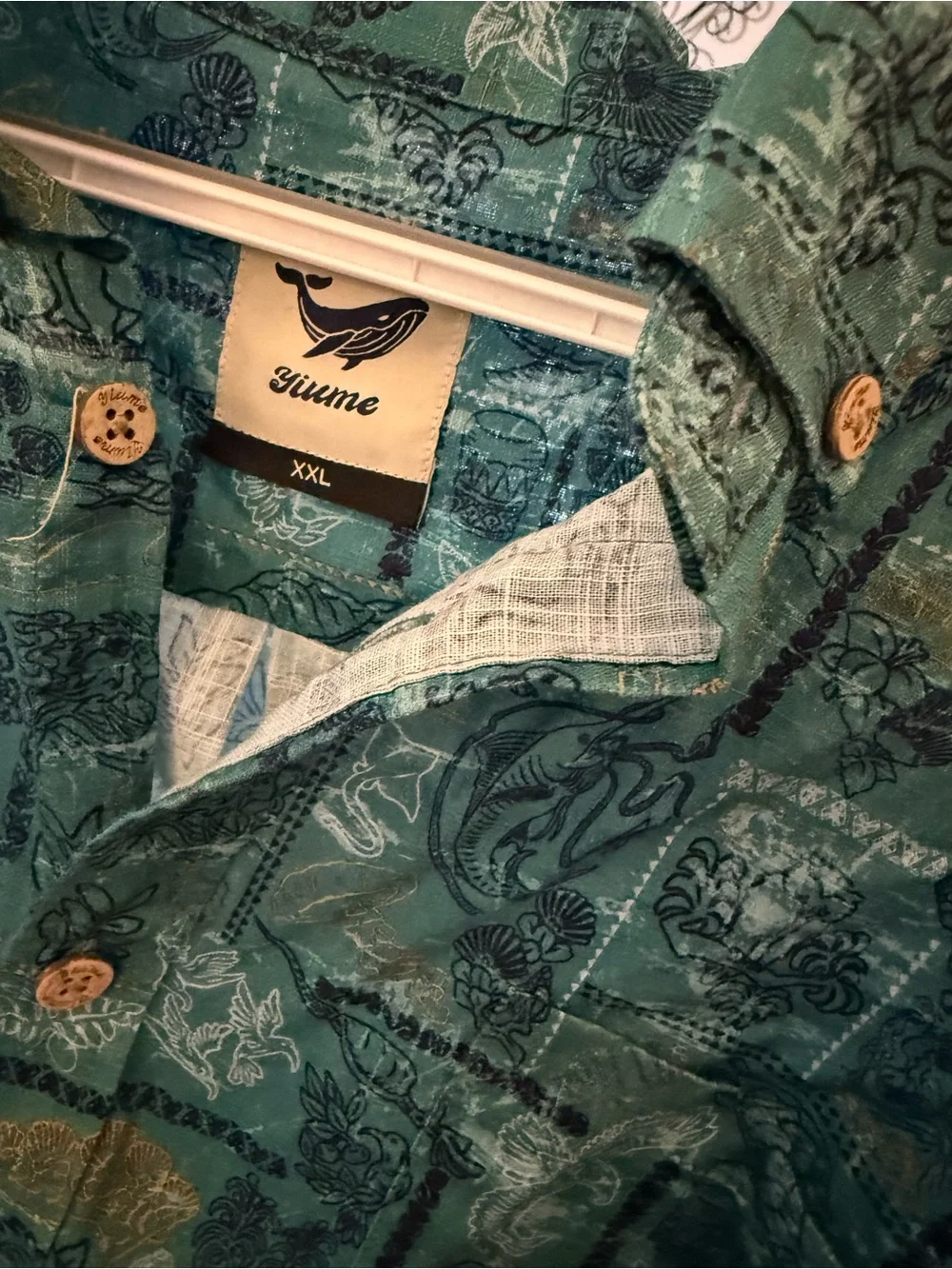 David YiumeGreen Printed Lightweight Men's long sleeve shirts